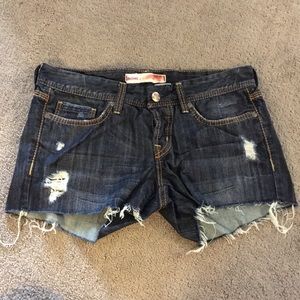 Fringe denim shorts